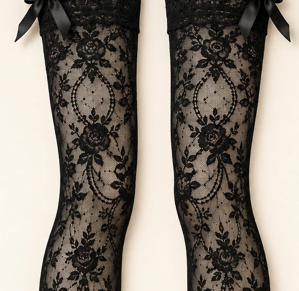 Josephine Ribbon Over-Knees lace and cuff detail